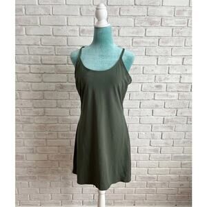Outdoor Voices The Exercise Dress Nylon Spandex M Olive Dark Green Gorpcore Mini